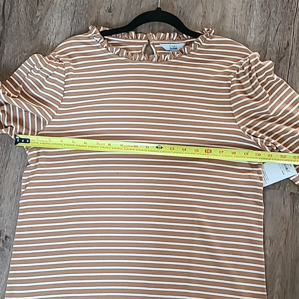 CROFT & BARROW WOMENS BROWN AND WHITE PLUS SIZE STRIPED LONG SLEEVE TOP SIZE XXL - Picture 10 of 12